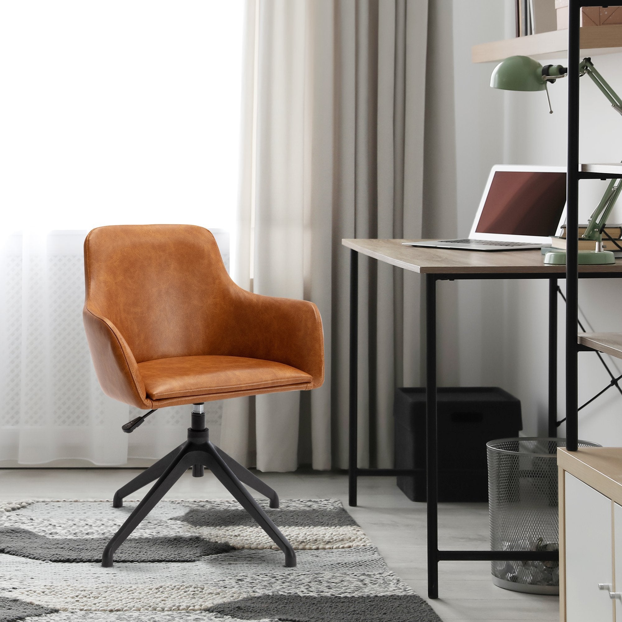 Modern Faux Leather Swivel Office Chair - Ergonomic Desk Chair