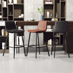 Scandinavian Leather Saddle Bar Stool - Front View