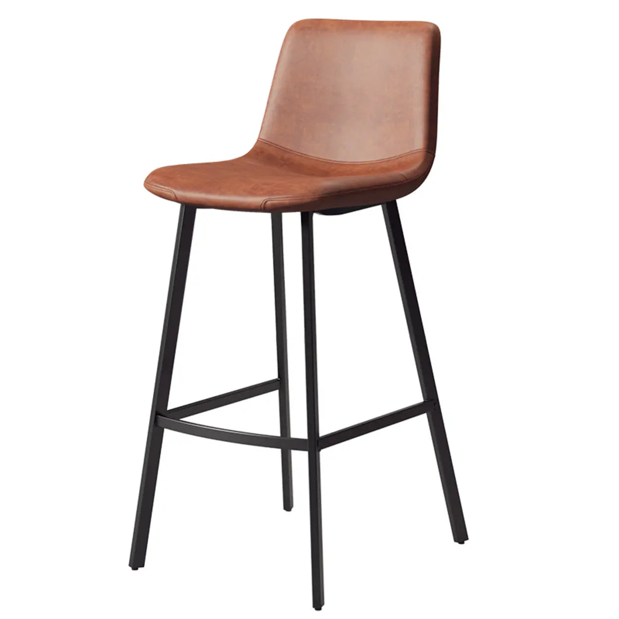 Scandinavian leather saddle bar stool side view