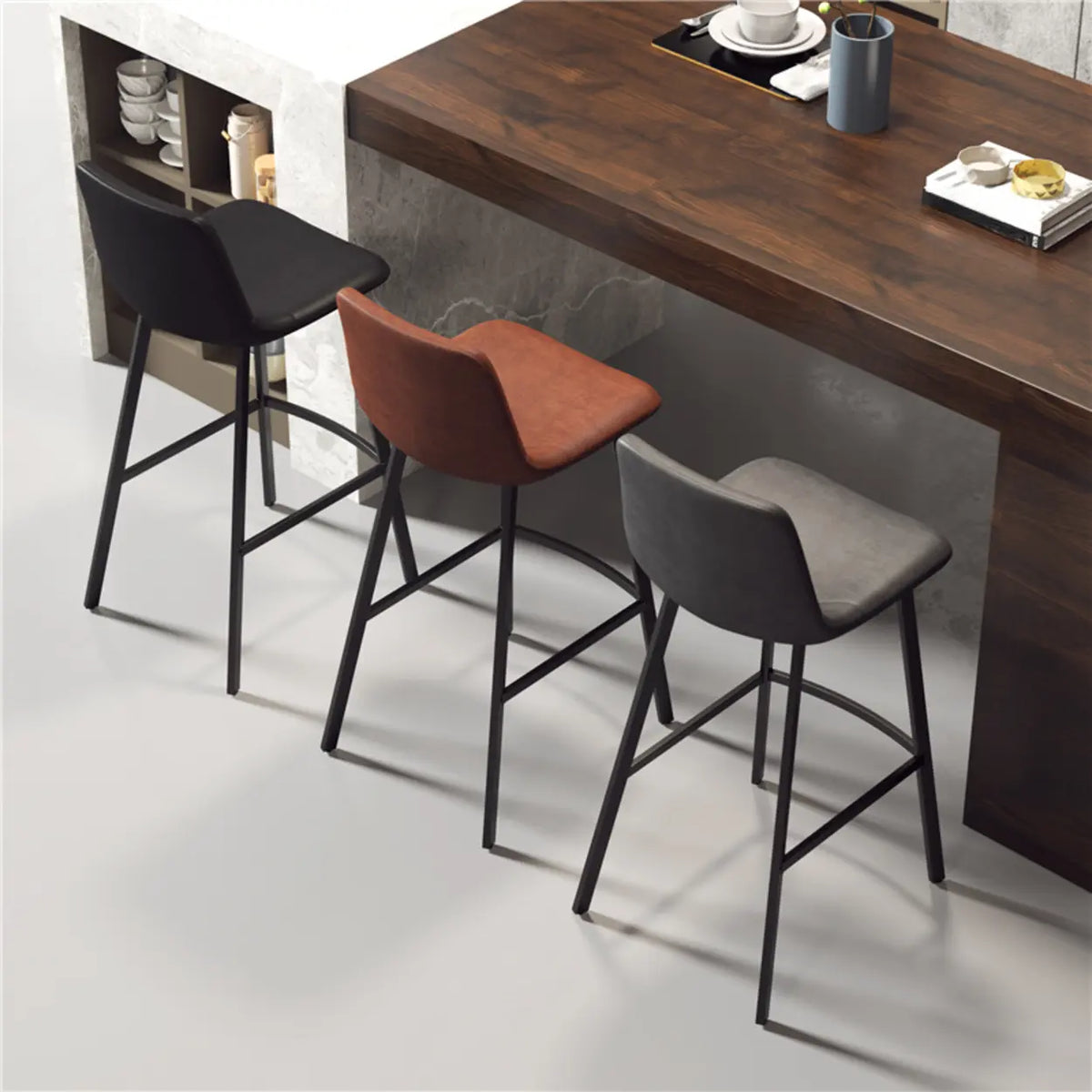 Leather saddle stool detail
