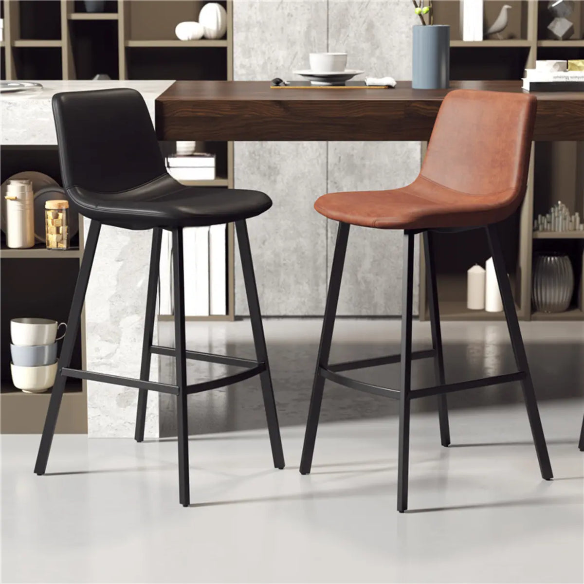 Scandinavian Leather Saddle Bar Stool - Seat Detail