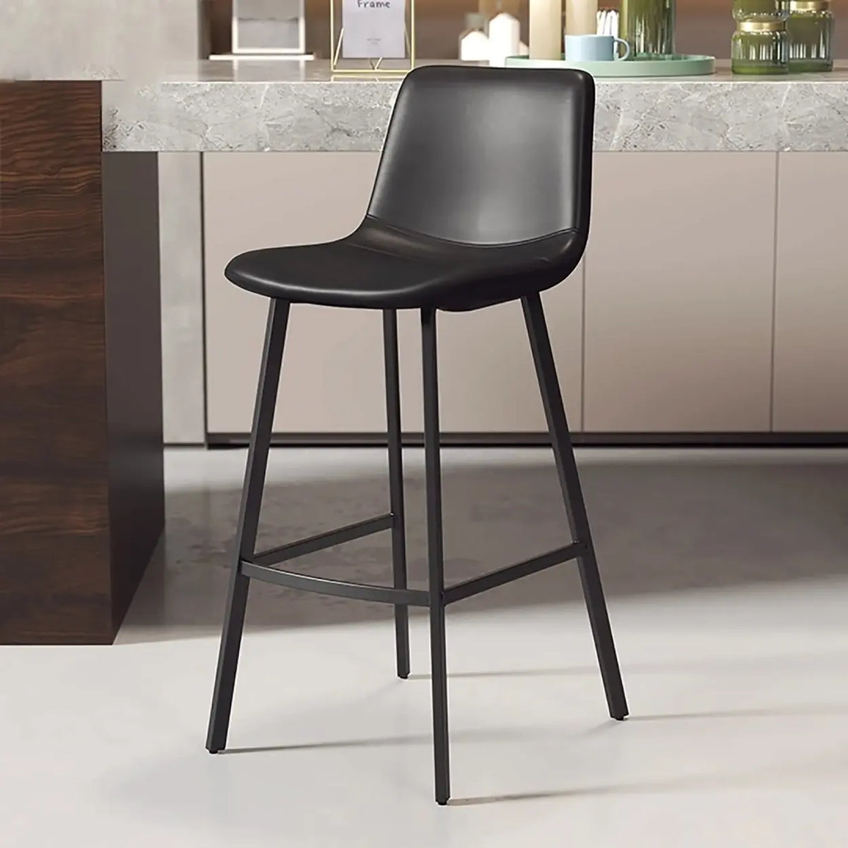 Scandinavian Leather Saddle Bar Stool - Kitchen Setting