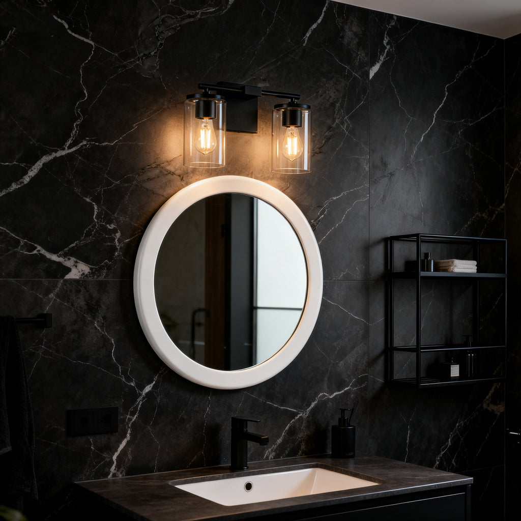 Meridian 2-Light Vanity Installed Over Mirror
