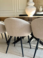 Wide seat chair in olive upholstery - side view