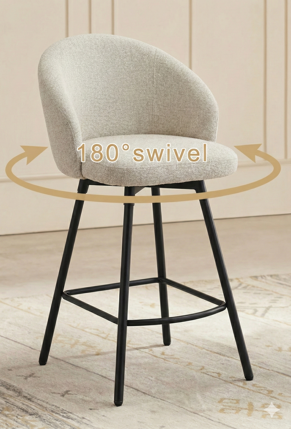 Upholstered Swivel Counter Stool - Set of 2 with 26in Seat Height
