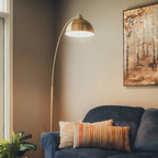 Antique Brass Arc Floor Lamp side view