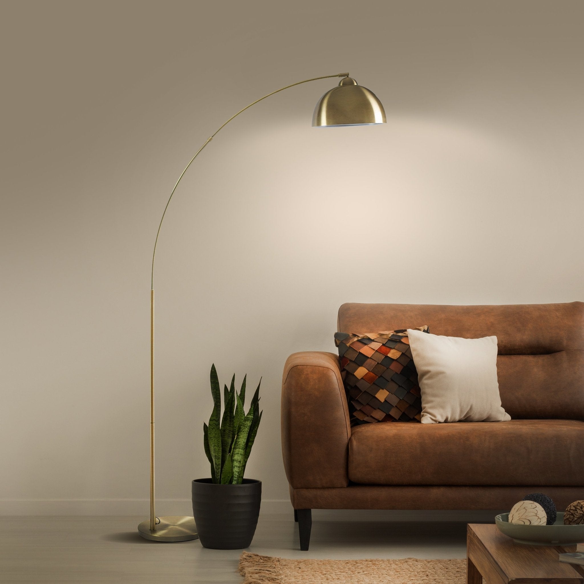 Antique Brass Arc Floor Lamp detail