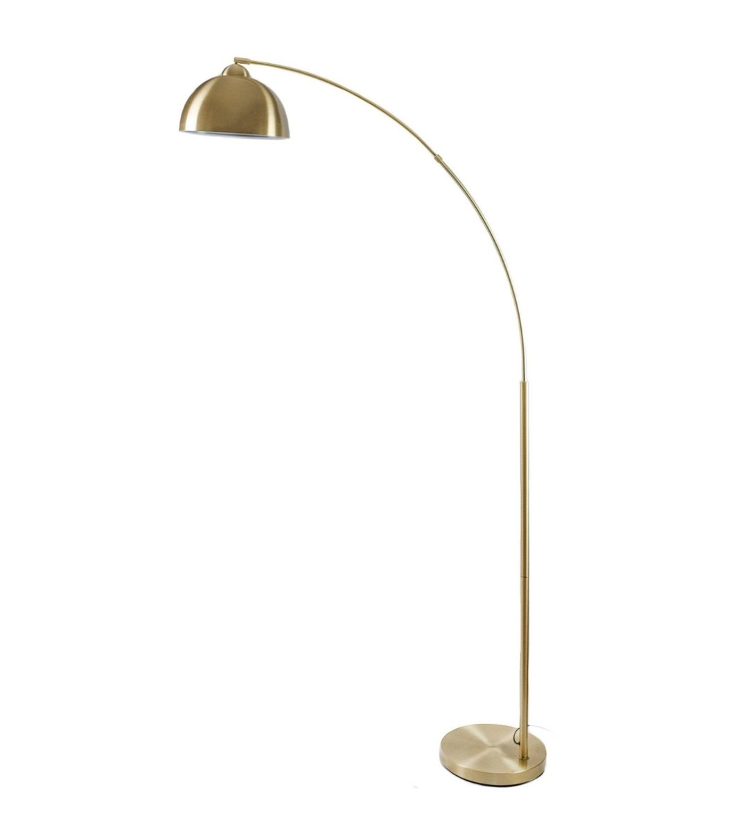 Antique Brass Arc Floor Lamp warm light